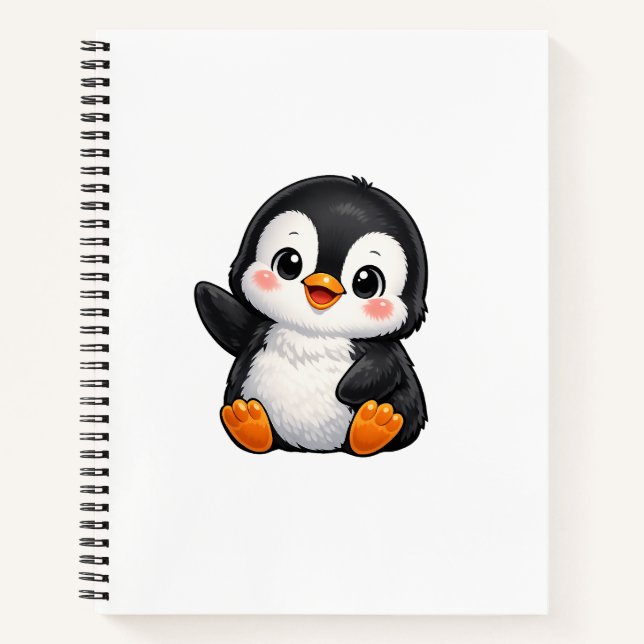 Carnet Bébé manchot mignon faisant signe Personnage de de (Devant)