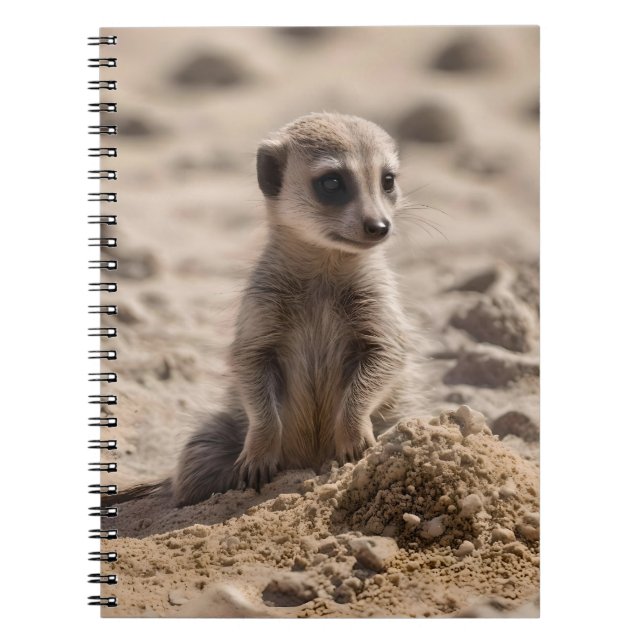 Carnet Bébé Meerkat Jouant Dans Le Sable, (Devant)