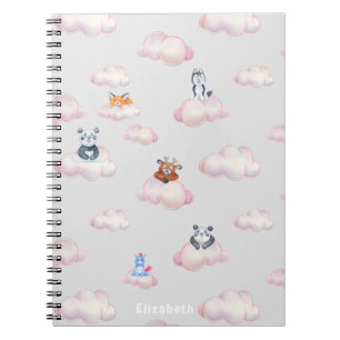 Carnet Bébé mignon Animaux sur les nuages Monogramme