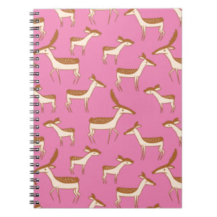 Carnet Bébé mignon cerf et famille sur rose