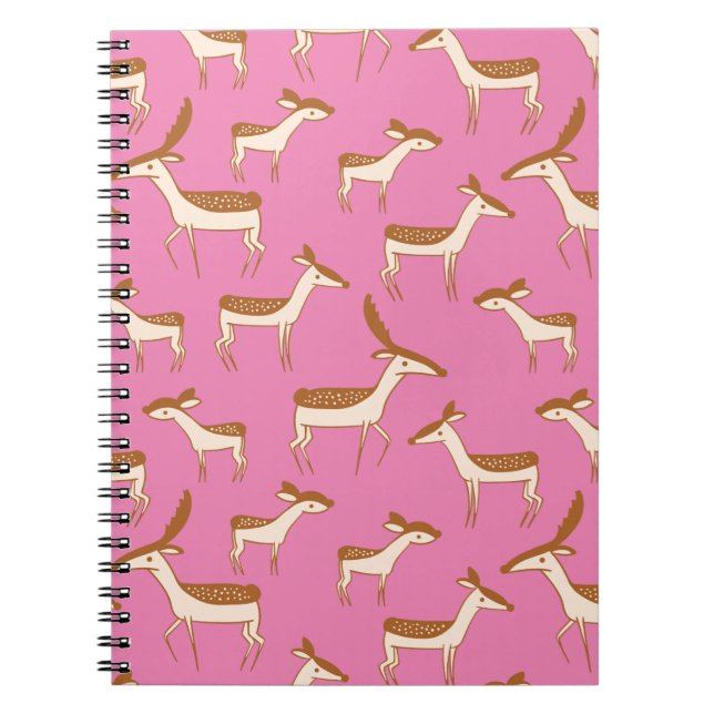 Carnet Bébé mignon cerf et famille sur rose (Devant)