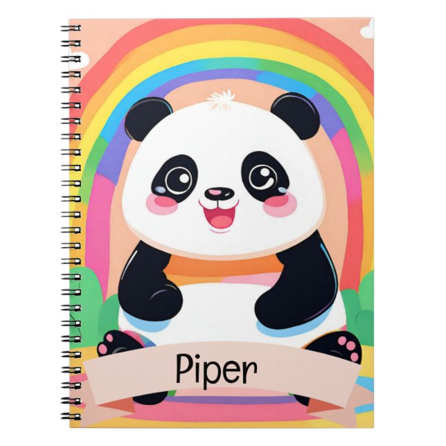 Carnet Bébé mignon Panda arc-en-ciel (Devant)