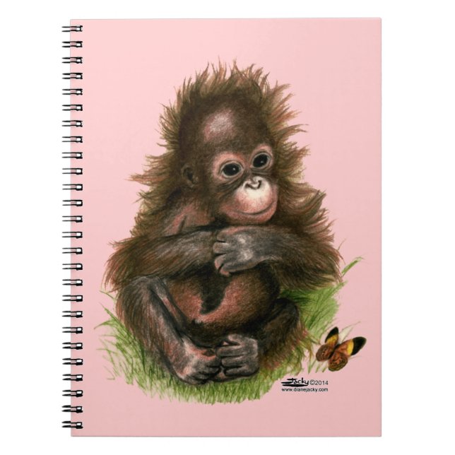 Carnet Bébé orang-outan et papillon (Devant)