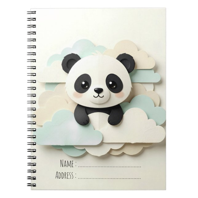Carnet Bébé Panda plié | Origami mignon  (Devant)