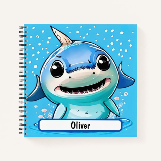 Carnet bébé requin avec Nametag personnalisé (Devant)