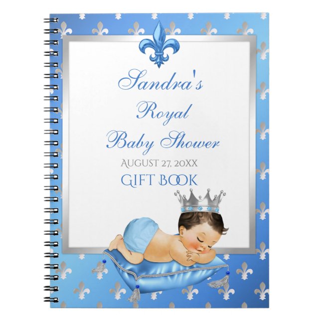 Carnet Bébé royal bébé bleu et argent Cadeau d'oreiller I (Devant)