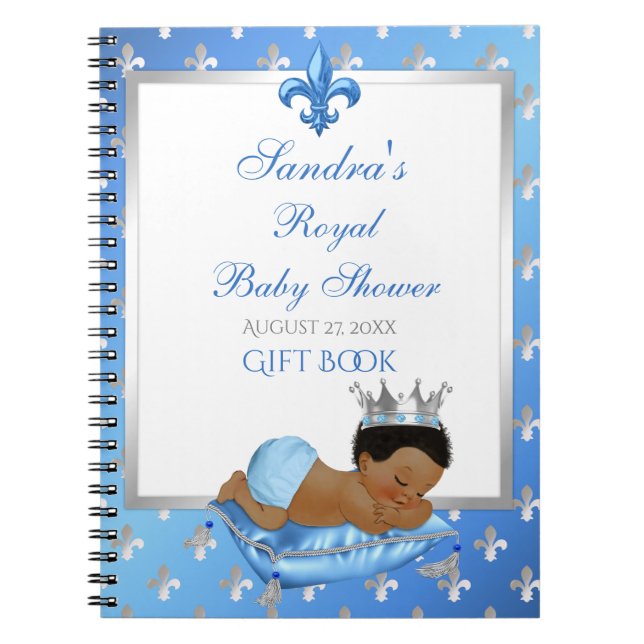 Carnet Bébé royal bébé bleu et argent Cadeau Oreiller Inv (Devant)