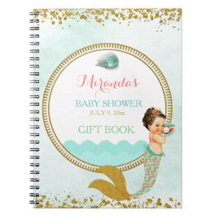 Carnet Bébé sirène Peach Mint Or Corail Aqua