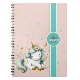 Carnet Bébé Unicorne, Colorful Stars Monogramme