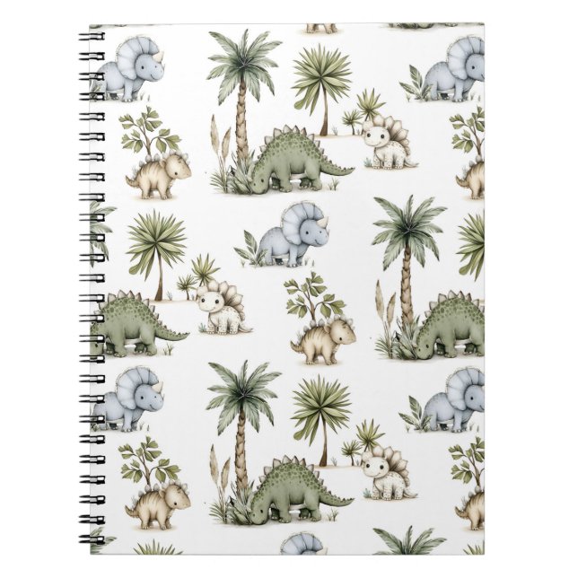 Carnet Bébés dinosaures mignons à l'aquarelle (Devant)