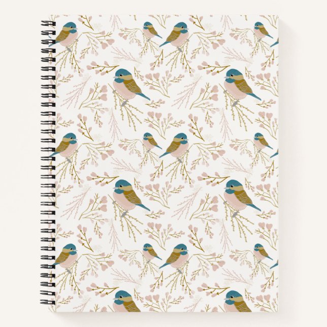 Carnet Bécasse Pink Gold Chickadee Floral Impression (Devant)