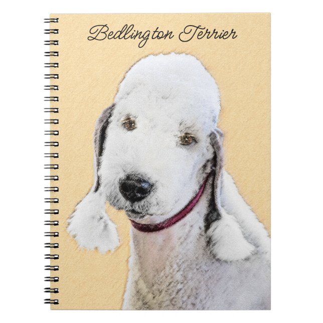 Carnet Bedlington Terrier Peinture - Art Chien original (Devant)