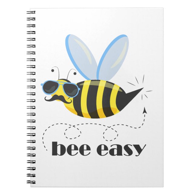 Carnet Bee caractère avec mustache lunettes de soleil Bee (Devant)