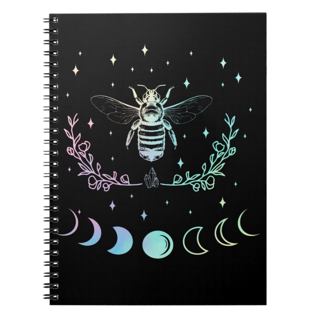 Carnet Bee Crescent Moon Wicca Pastel Goth Insect Witchy (Devant)