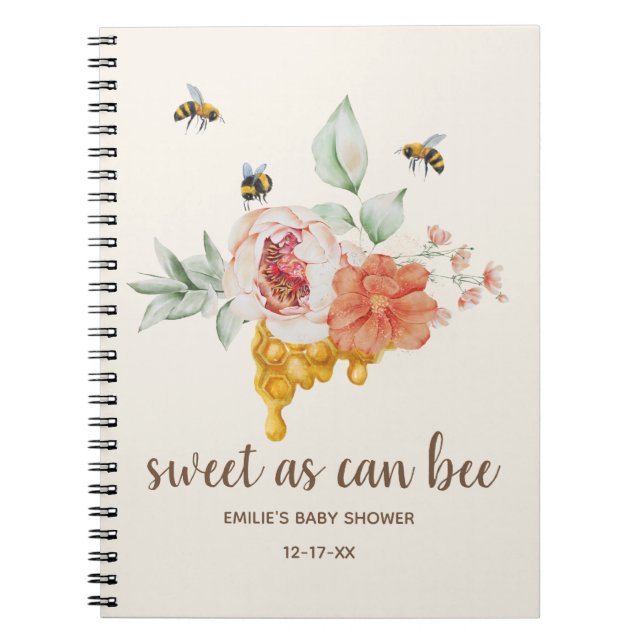 Carnet Bee Floral Honeycomb Baby shower invité (Devant)