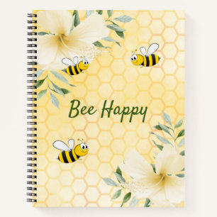 Carnet Bee Happy bumble abeilles jaune nid d'abeille été