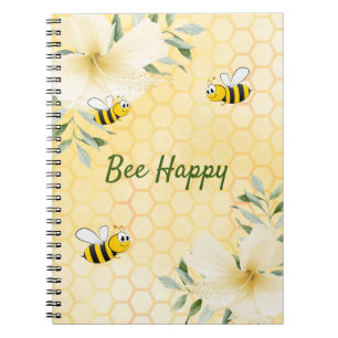 Carnet Bee Happy bumble bees yellow honeycomb summer
