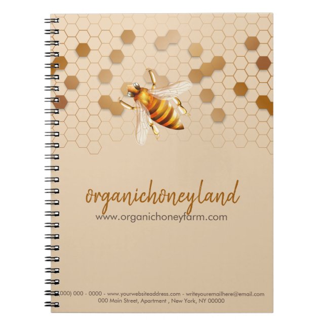 Carnet Beekeeper Apiary Honeycomb Gold Elegant (Devant)