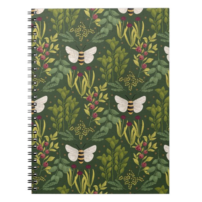 Carnet Bees and Foliage Spiral Notebook (Devant)