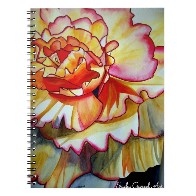 Carnet Bégonie jaune art original de la fleur aquarelle (Devant)