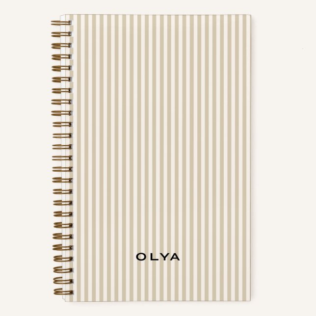 Carnet Beige Aeshtetic à Rayures (Recto)