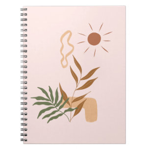 Carnet Beige esthétique Abstraite Fleur Art Botanique
