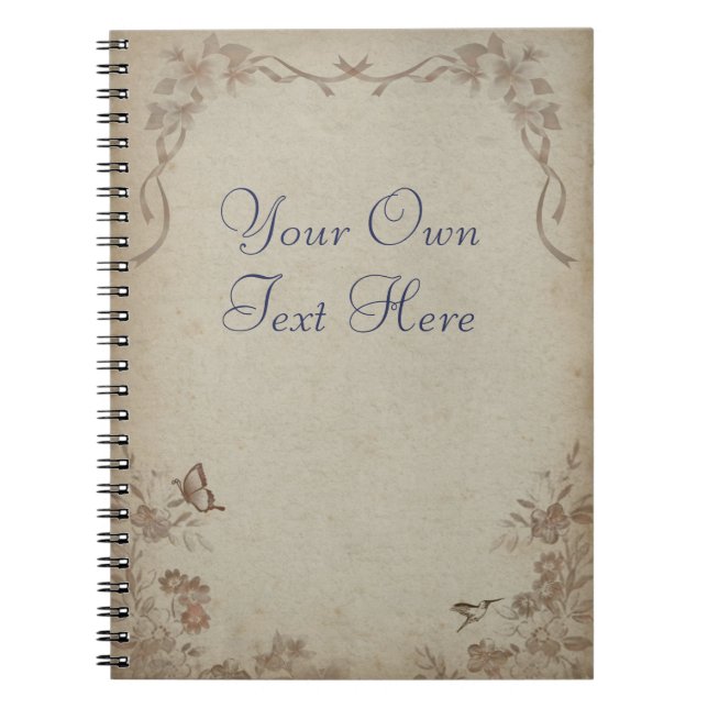 Carnet Beige vintage Floral (Devant)
