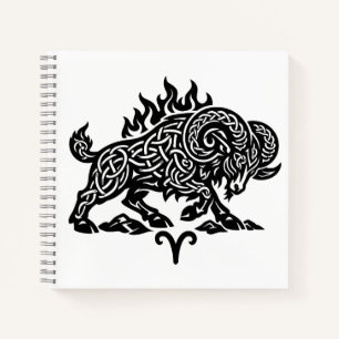 Carnet Bélier Fire‑Bélier – Encre Hantée Celtique Zodiaqu