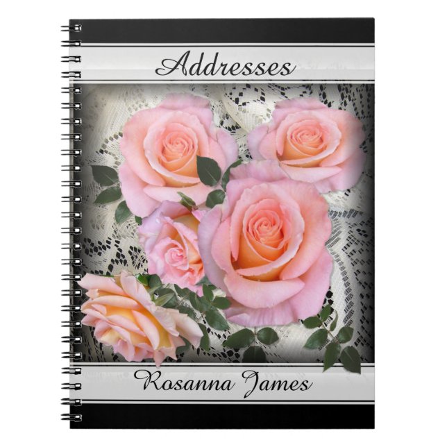 Carnet Belle adresse roses roses personnalisable (Devant)
