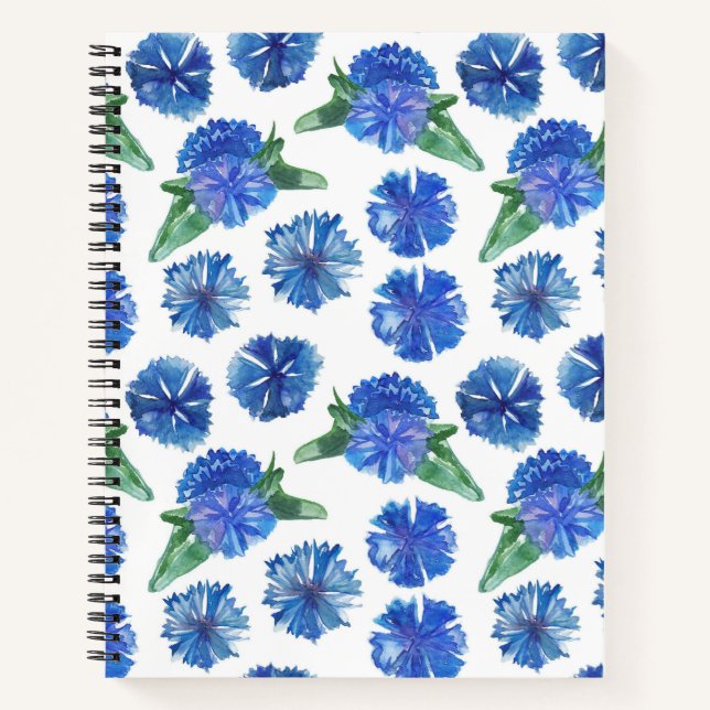Carnet Belle aquarelle bleu cornfleurs (Devant)