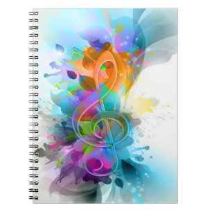 Carnet Belle aquarelle colorée Couleur éclat Musique