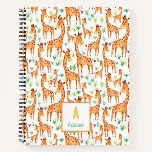 Carnet Belle aquarelle Giraffe Animal Personnalisé