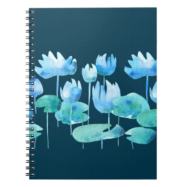 Carnet Belle aquarelle lotus fleurs fleurissant (Devant)