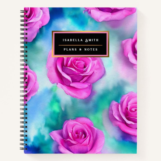 Carnet Belle aquarelle Moderne Roses Rose Collection (Devant)