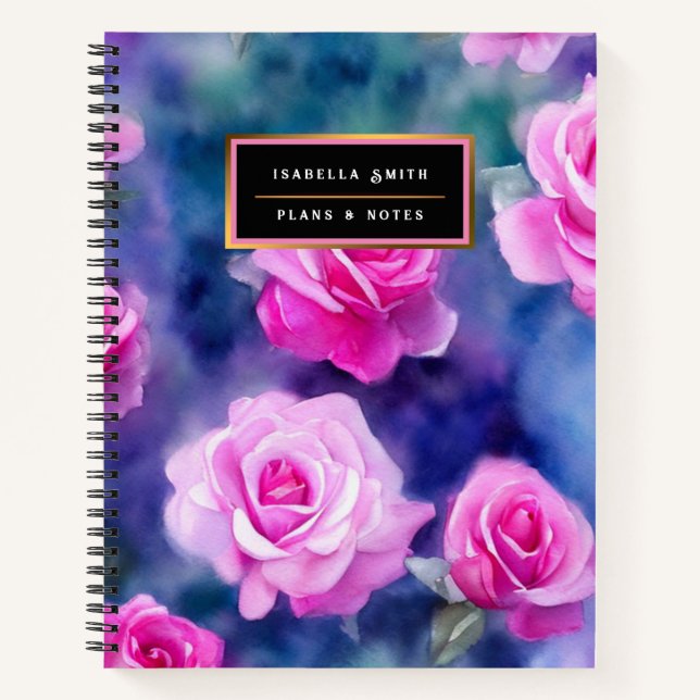 Carnet Belle Aquarelle Rose Rose Collection tendance (Devant)