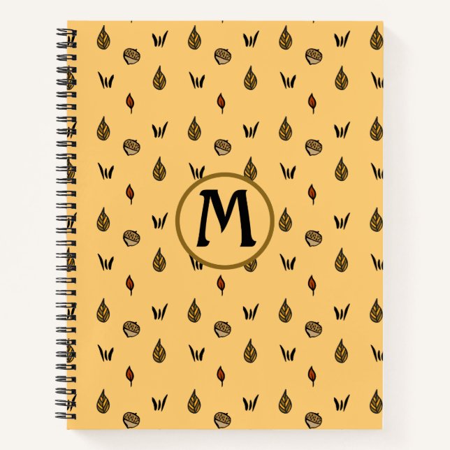 Carnet Belle Automne Feuilles Acorns Motif Monogramme Per (Devant)