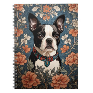 Carnet Belle Boston Terrier William Morris Inspiré