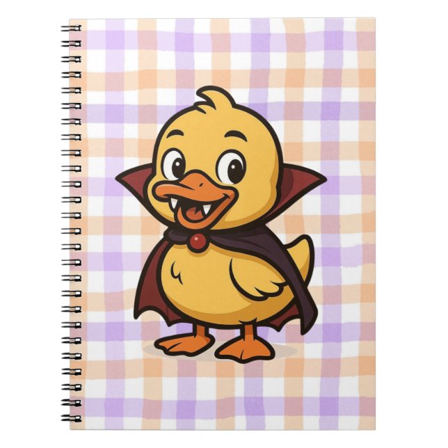 Carnet Belle caricature canard d'Halloween vampire (Devant)