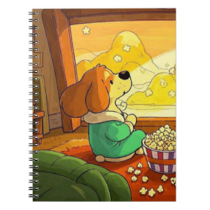 Carnet Belle caricature chiens pop-corn et film