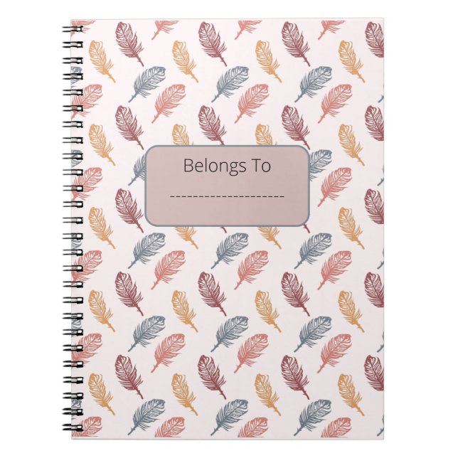 Carnet Belle Chute Thème Moderne Pastel Plumes Motif (Devant)
