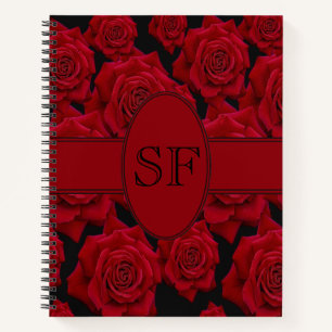 Carnet Belle et élégante fleur de rose rouge - Monogram