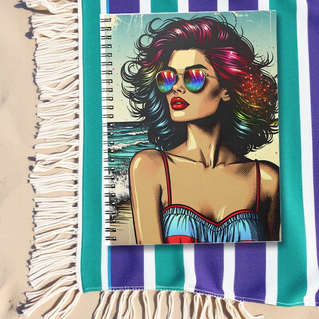 Carnet Belle femme sur la plage Comic Book Pop Art (Créateur téléchargé)