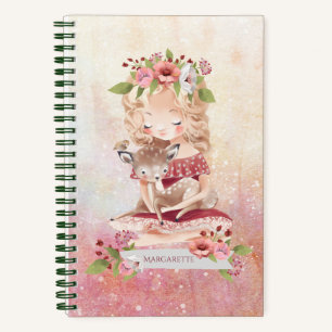 Carnet Belle fille et cerf Belle illustration 