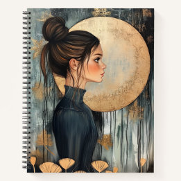 Carnet Belle Fille et Lune