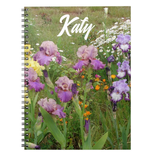 Carnet Belle fleur d'iris violet florale personnalisable (Devant)