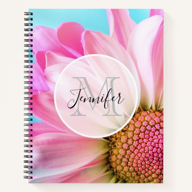 Carnet Belle Fleur rose Gros plan Monogramme photo (Devant)