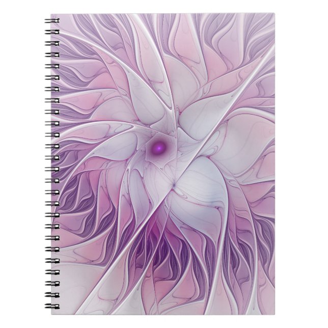 Carnet Belle Fleur rose moderne Fractal Art Abstrait (Devant)