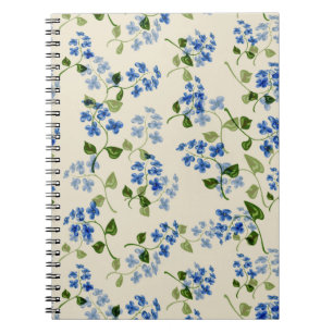 Carnet Belle florale sans couture motif oublier-me-pas bl