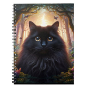 Carnet Belle Fluffy Chat Noir avec yeux or