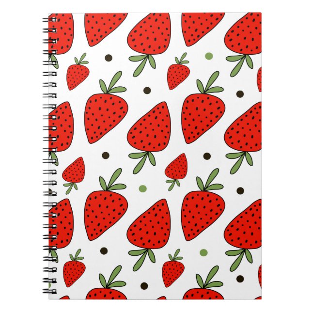Carnet Belle fraises rouges motif sans soudure (Devant)